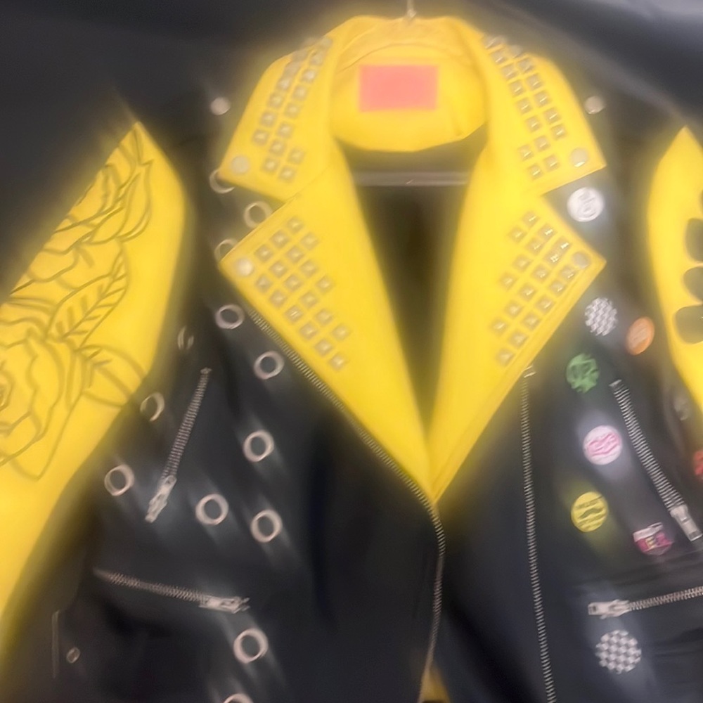 Yellow and Black Moto leather jacket